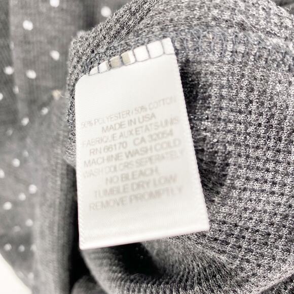 We the Free Thermal Knit Charcoal Gray White Spotted Top Womens Size Medium - Picture 6 of 9